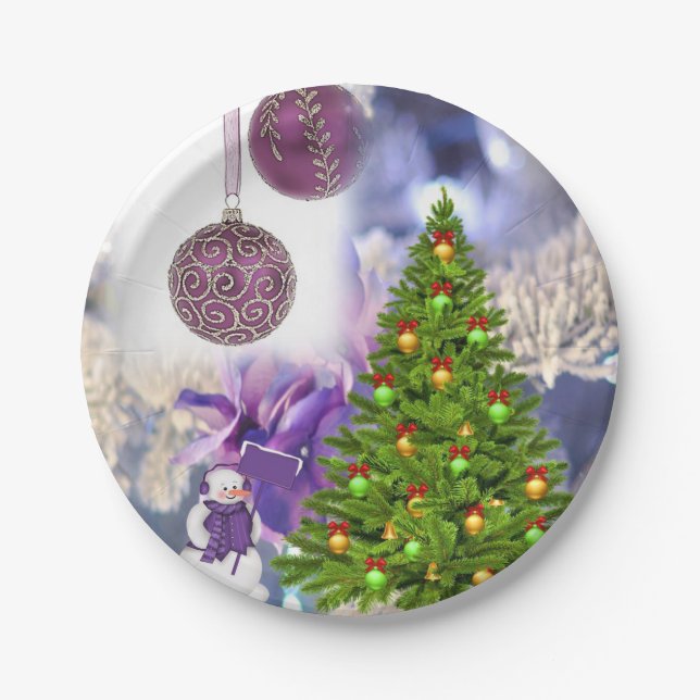 Christmas Paper Plates, Snowman Plate (Front)