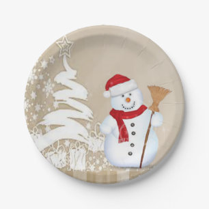 Christmas Paper Plates, Snowman Plate