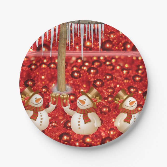 Christmas Paper Plates, Snowman Plate (Front)