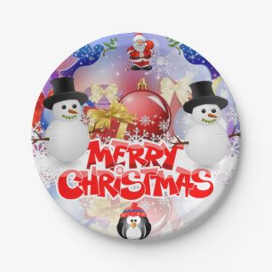 Christmas Paper Plates, Snowman Plate