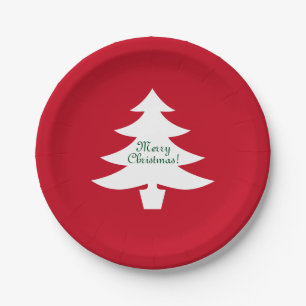 Christmas paper plates   Xmas tree with greeting