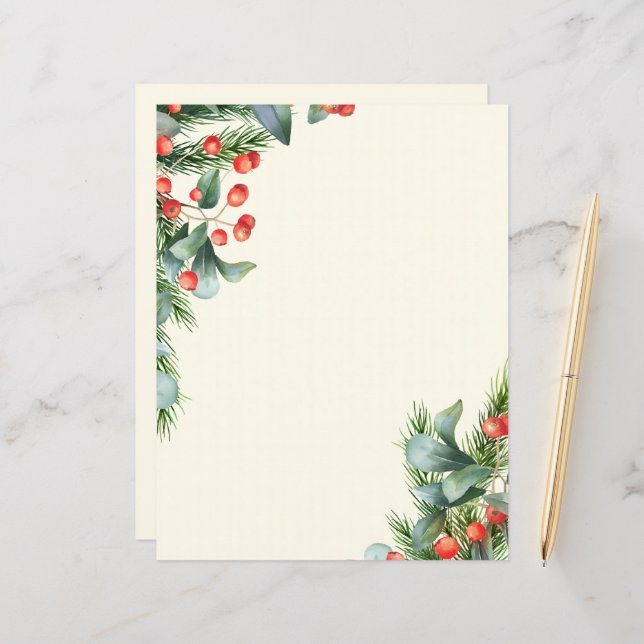Christmas paper, writing paper Holiday stationery (Front/Back In Situ)