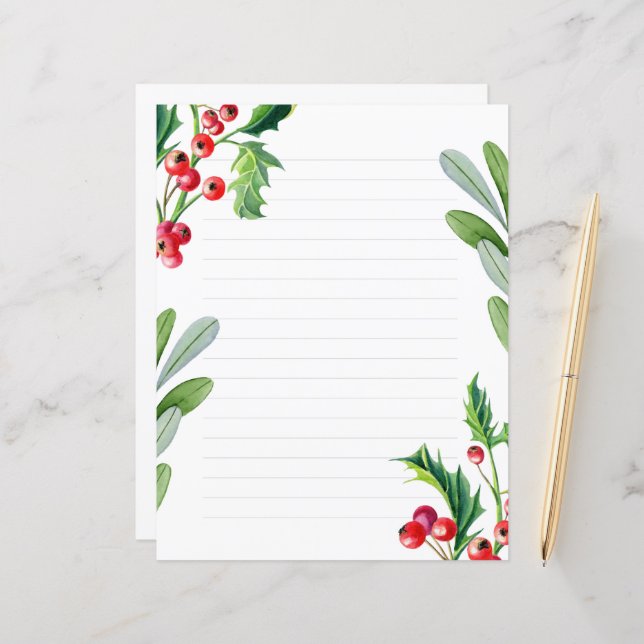 Christmas paper, writing paper lined Holiday (Front/Back In Situ)