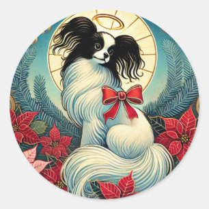Christmas Papillon                                 Classic Round Sticker