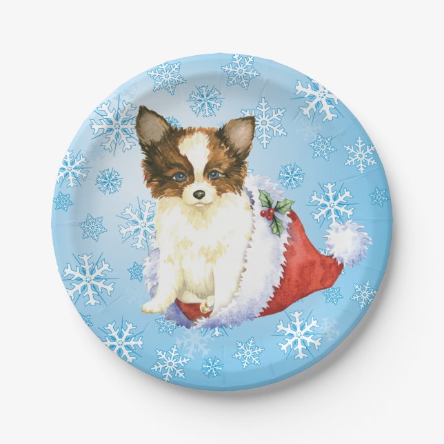 Christmas Papillon Paper Plate (Front)