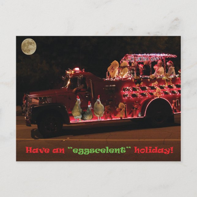 Christmas Parade Chickens Holiday Postcard (Front)