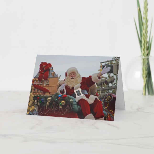 Christmas Parade Santa Tradition City Attraction Holiday Card (Front)