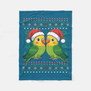 Christmas Parakeet Ugly Xmas Sweater Parakeets Lon Fleece Blanket