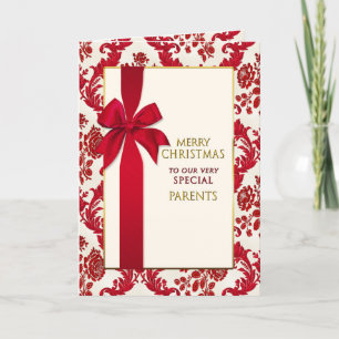 Christmas- Parents (Mum & Dad) Ribbon Holiday Card