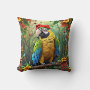 Christmas Parrot As Santa Claus-76349 Cushion