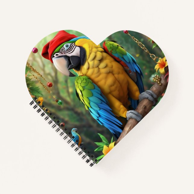 Christmas Parrot As Santa Claus-76349 Notebook (Front)