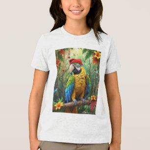 Christmas Parrot As Santa Claus-76349 Tri-Blend Shirt