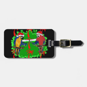 CHRISTMAS PARROTS LUGGAGE TAG
