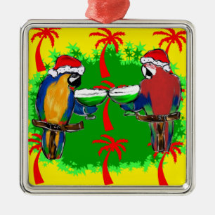 CHRISTMAS PARROTS METAL TREE DECORATION