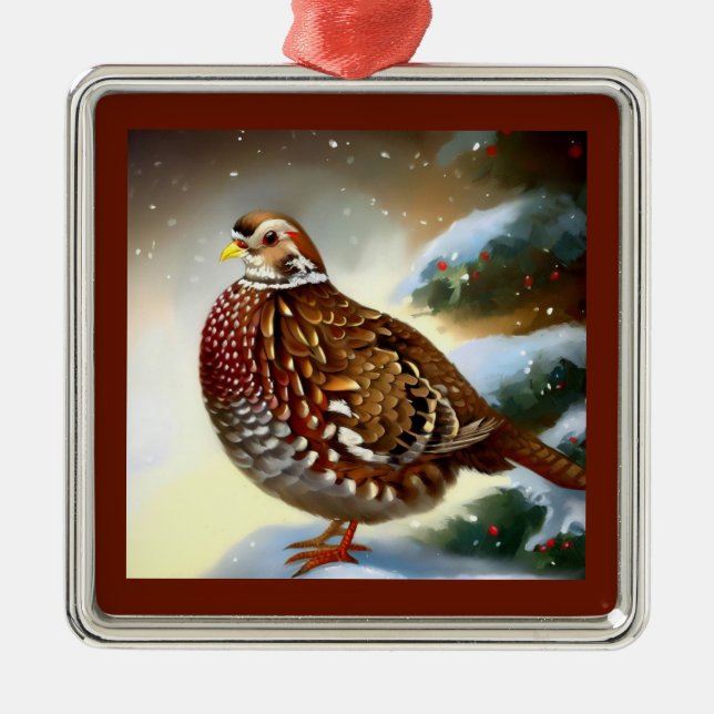 Christmas Partridge 1 Metal Tree Decoration (Front)