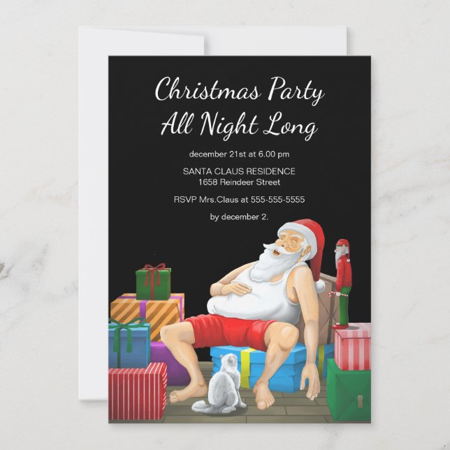 Christmas Party All Night Long Invitation (Front)