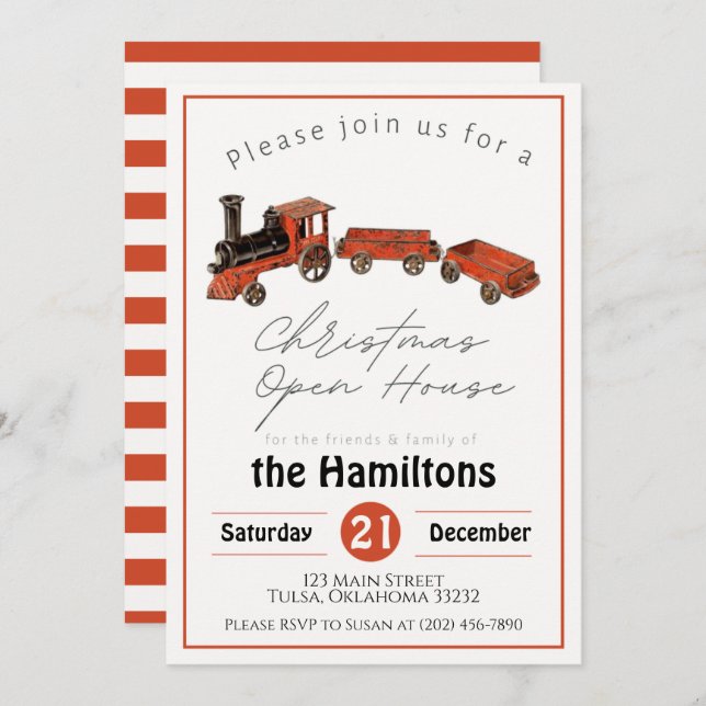 Christmas Party Antique Train Invitation (Front/Back)