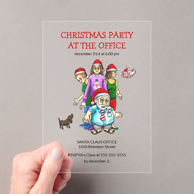 Christmas Party At The Office Acrylic Invitations (Insitu (Handheld))
