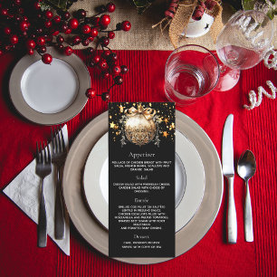 Christmas party black gold bauble dinner menu