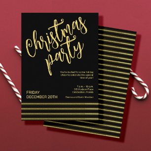 Christmas party black & gold invitation