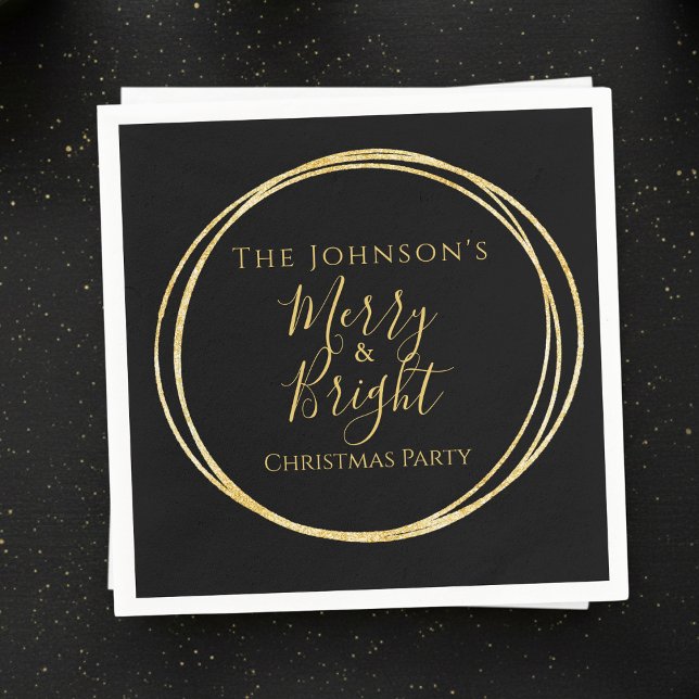 Christmas Party Black Gold Napkin (Creator Uploaded)