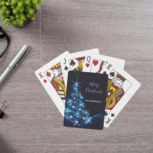 Christmas party blue black tree modern playing cards (Creator Uploaded)