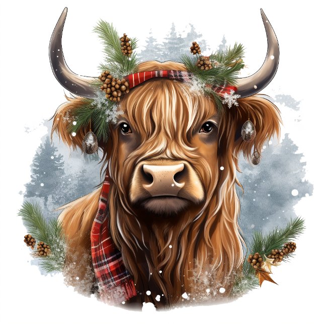 Christmas Party Blue Highland Cow Invitation (Creator Uploaded)