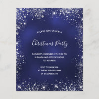 Christmas Party blue silver budget invitation