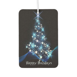 Christmas Party Blue Tree Shiny Black Elegant Car Air Freshener