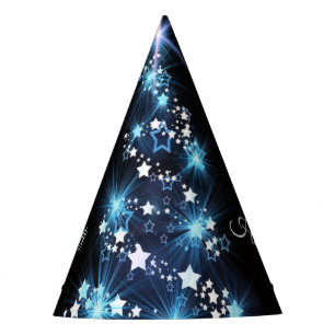 Christmas Party Blue Tree Shiny Black Elegant Hat