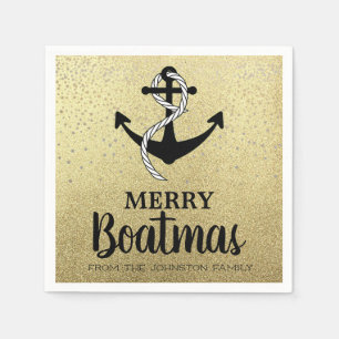 Christmas Party Boat Nautical Anchor Boatmas Napkin
