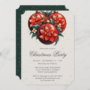 Christmas Party Botanical Ornaments Invitation