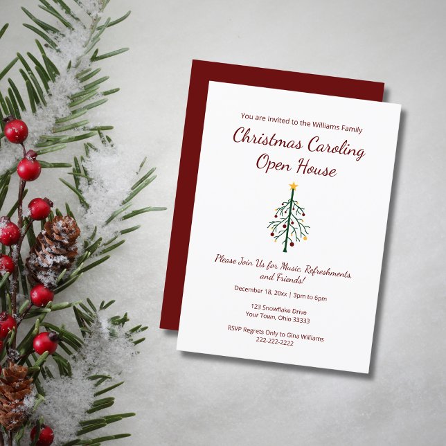 Christmas Party Caroling Retro Holiday Tree  Invitation (Creator Uploaded)