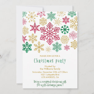 Christmas Party Chic Snowflakes Invitation