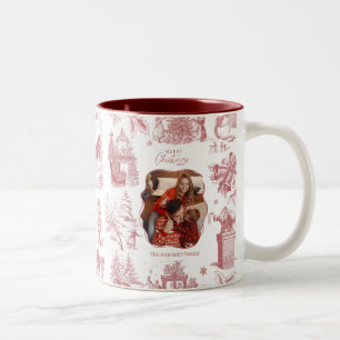 Christmas Party Chinoiserie Photo Two-Tone Coffee Mug
