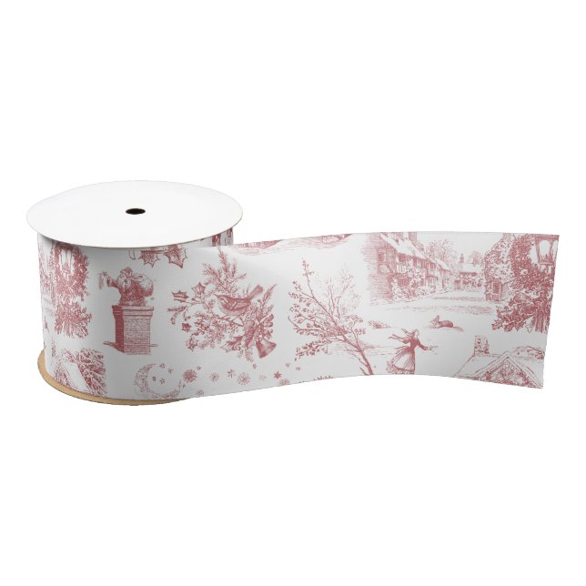 Christmas Party Chinoiserie Satin Ribbon (Spool)