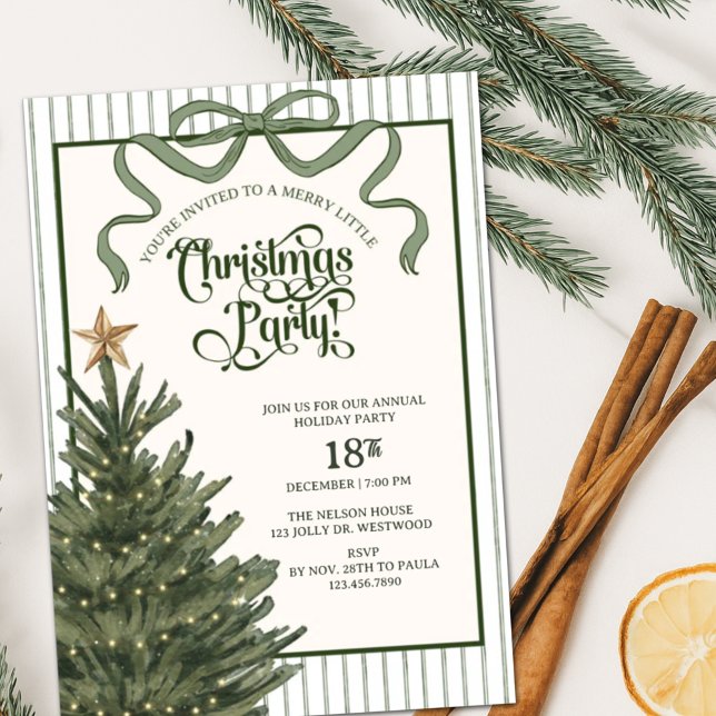 Christmas Party, Christmas tree, Watercolor,  Invitation (Creator Uploaded)