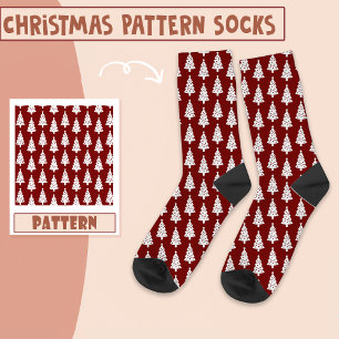 Christmas Party Christmas Trees Red Pattern Socks