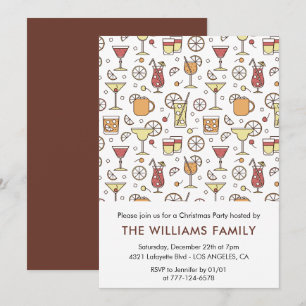 Christmas Party Cocktail Pattern  Invitation