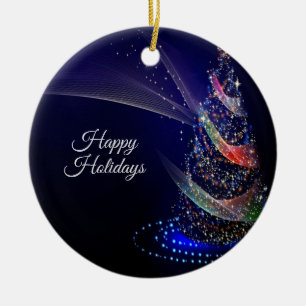Christmas Party Colorful Tree Navy Blue Rustic Ceramic Tree Decoration