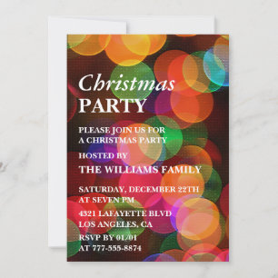 Christmas Party  Colourful Confetti Sparkle Invitation