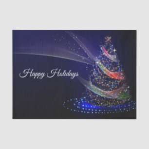 Christmas Party Colourful Tree Navy Blue Rustic Tissue Paper