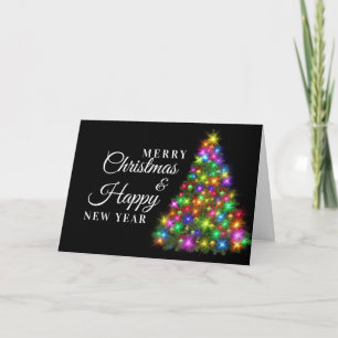 CHRISTMAS PARTY Colourful Twinkle Lights Tree Card