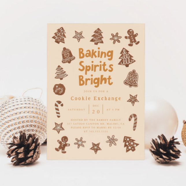 Christmas Party Cookie Exchange Yellow Invitation (Creator Uploaded)