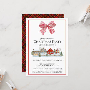 Christmas Party Cosy Cabin & Bow Invitation