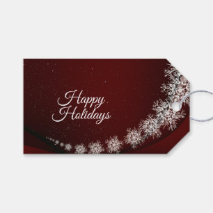 Christmas Party Crystal Snowflakes Red Rustic Gift Tags