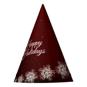 Christmas Party Crystal Snowflakes Red Rustic Hat
