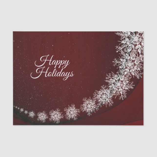 Christmas Party Crystal Snowflakes Red Rustic Tissue Paper (Front)