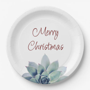 Christmas Party Desert Botanical Succulent Paper Plate