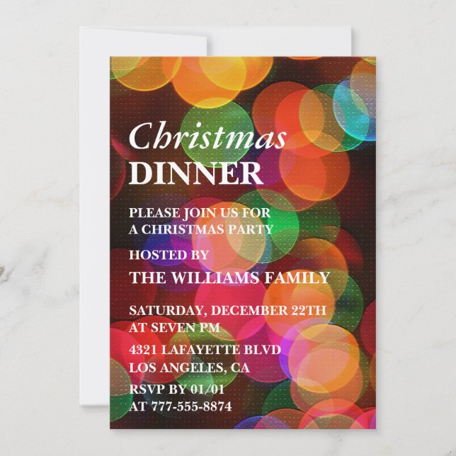 Christmas Party  Dinner Confetti Sparkle Invitation (Front)